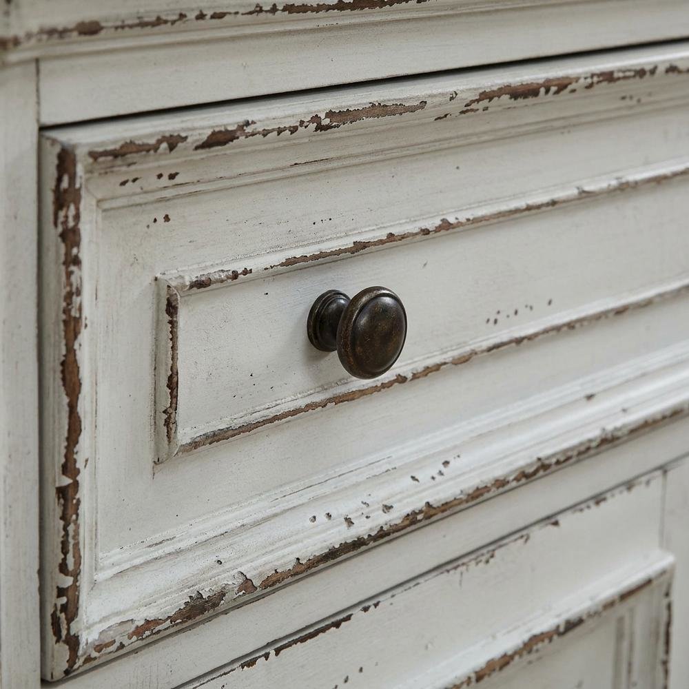 European Style Accent Cabinet in Antique White & Weathered Bark Oak