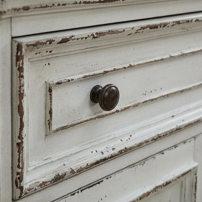 European Style Accent Cabinet in Antique White & Weathered Bark Oak