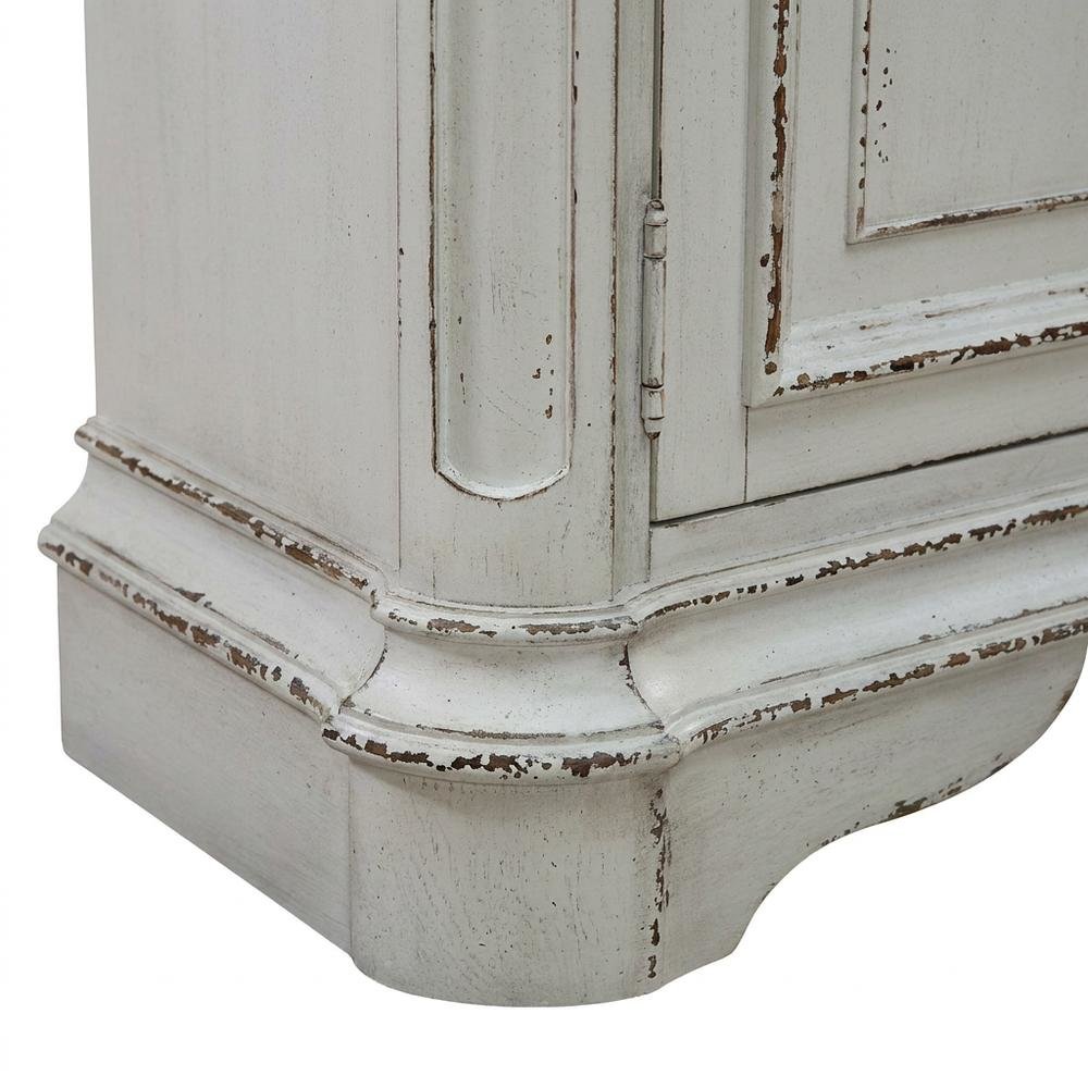 European Style Accent Cabinet in Antique White & Weathered Bark Oak