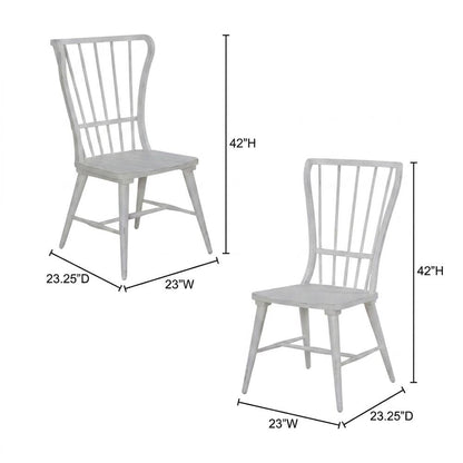 Pine Windsor Dining Chairs for Kitchen, Riverstone White & Tobacco, Set of 2