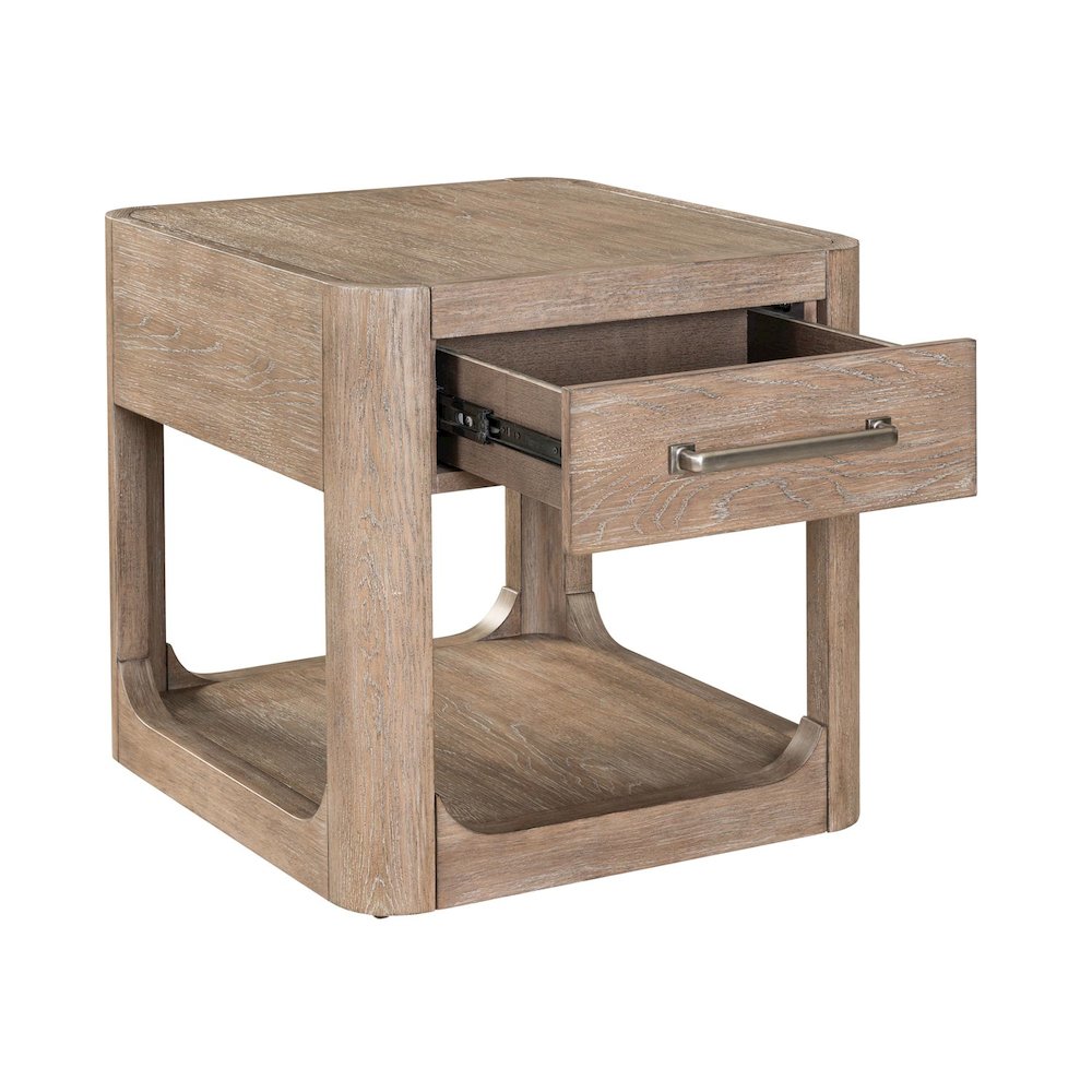 3 Pc Living Room Set Round Cocktail Table, 2 Drawer End Tables - Clay Oak Wood