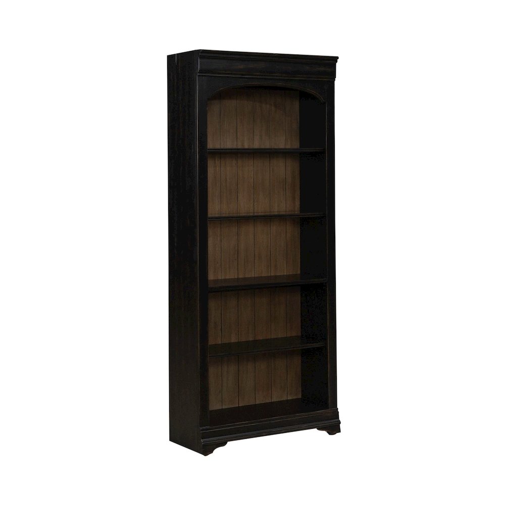 2 Piece Bunching Bookcase Set for Home Office - Aged Charcoal,Rub Thru & Caramel