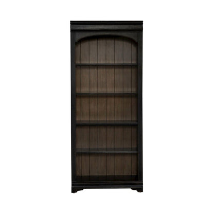 2 Piece Bunching Bookcase Set for Home Office - Aged Charcoal,Rub Thru & Caramel