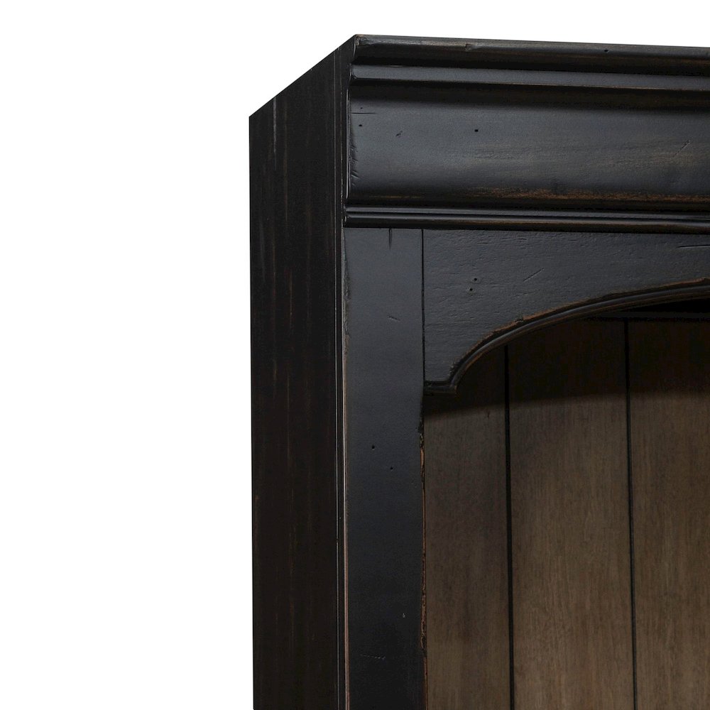 2 Piece Bunching Bookcase Set for Home Office - Aged Charcoal,Rub Thru & Caramel
