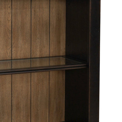 2 Piece Bunching Bookcase Set for Home Office - Aged Charcoal,Rub Thru & Caramel