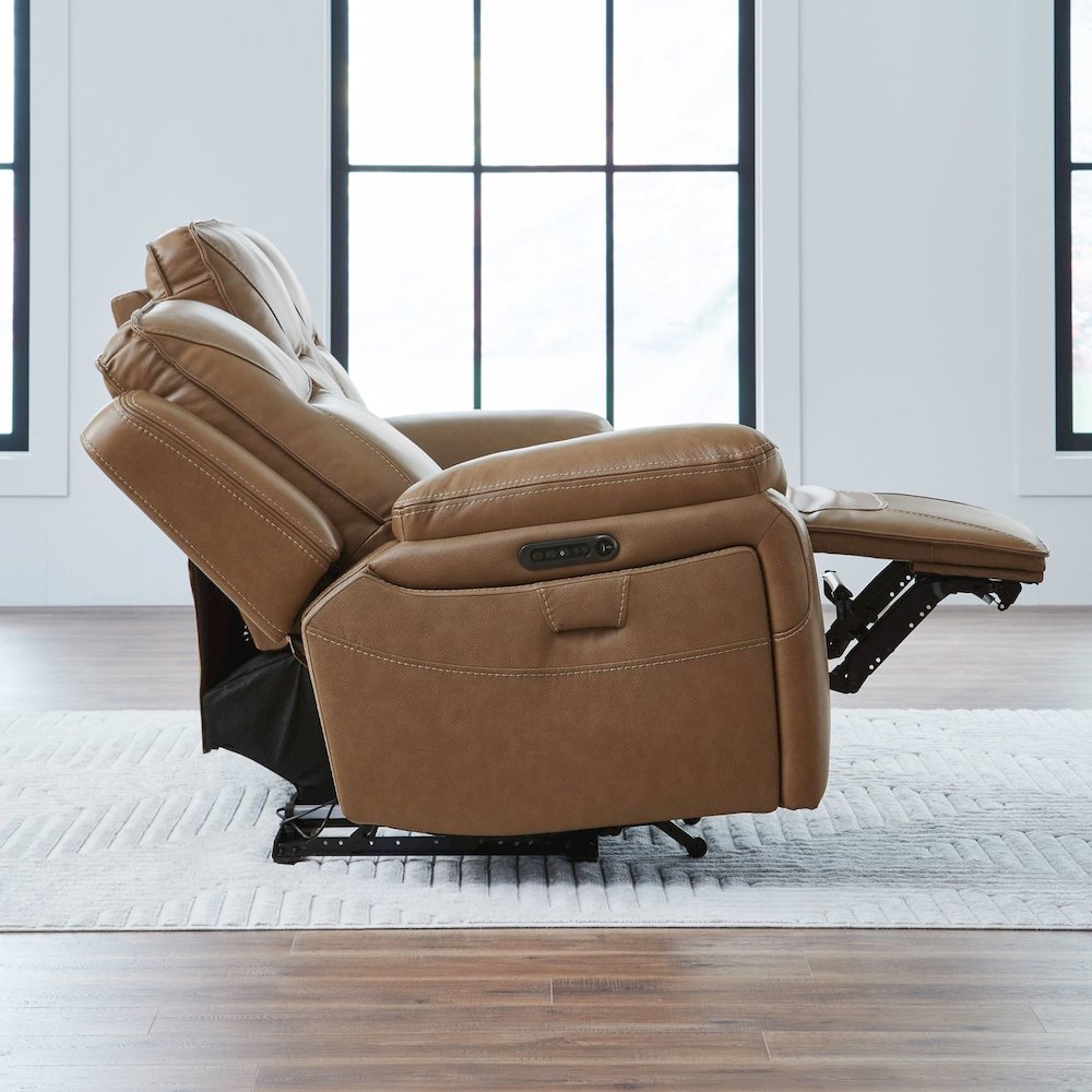 Power Recline Sofa & Loveseat with Charging Ports - York Butternut Leather