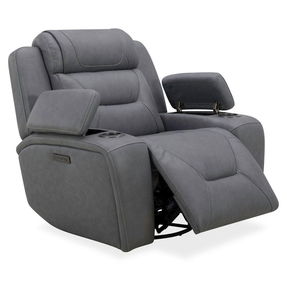 Power Recline Sofa & Recliner with Charging Ports - Aline Blue Gray Leather