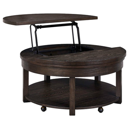 3 Pc Living Room Set Lift Top Cocktail Table, 2 Round End Tables