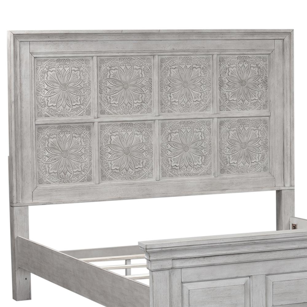 Heartland King Decorative Panel Headboard in Antique White w/ Tobacco Top