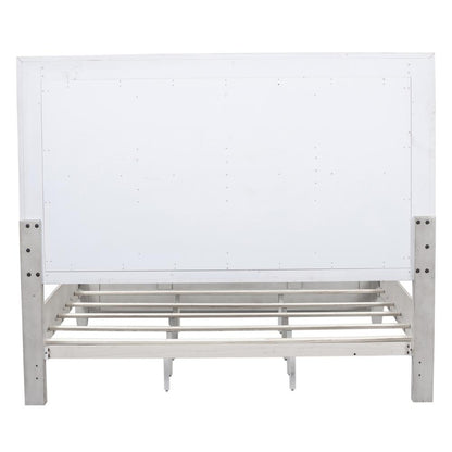 Heartland King Decorative Panel Headboard in Antique White w/ Tobacco Top