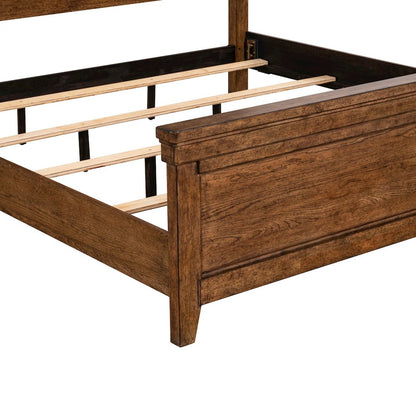 Queen Panel Bed, Dresser & Mirror, Chest Bedroom Furniture Set - Amber Brown