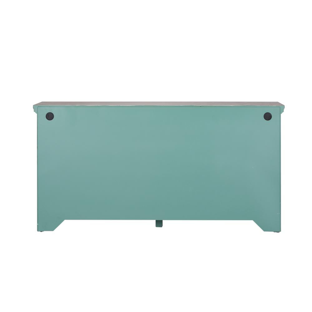 Kensington 4 Door Accent Cabinet in Turquoise w/ Worn Wood Tone Top