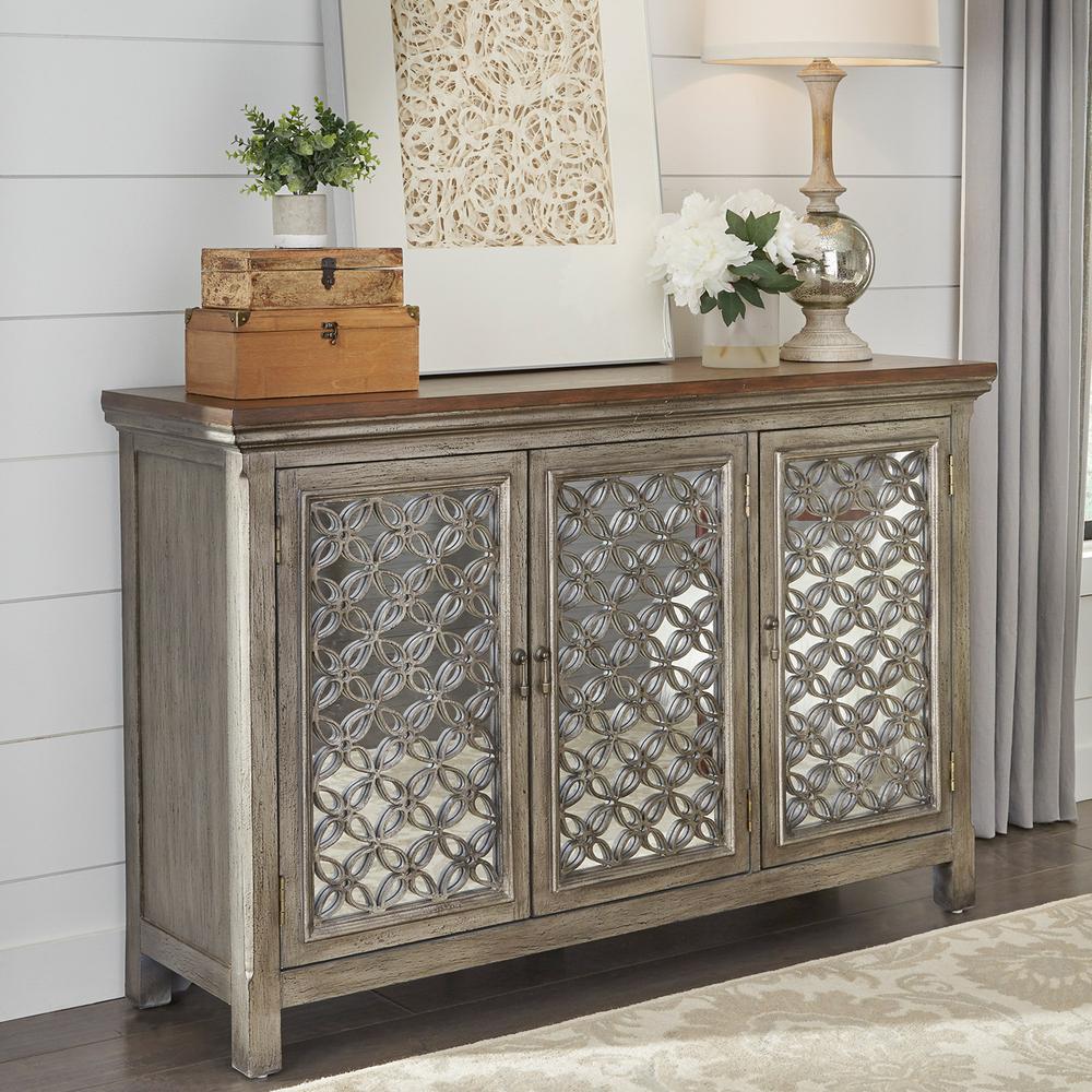 Westridge 3 Door Accent Cabinet in Wirebrushed Gray