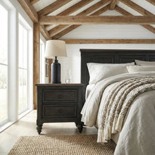 Black Nightstand with Charging Station and Traditional Style for Bedroom Storage
