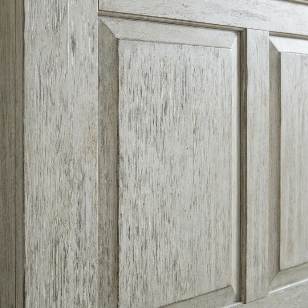 Antique White, Tobacco Top Panel Headboard, Wood Construction, Farmhouse Design