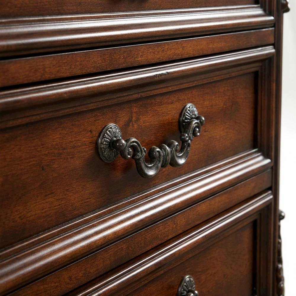 Cognac Nightstand with 3 Drawers and Traditional Style