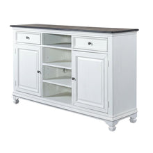 White Wirebrushed Highboy TV Console with Charcoal Top in Cottage Style