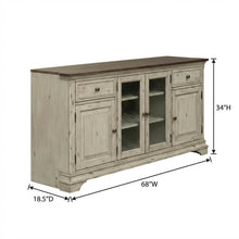 Antique White TV Stand, Wirebrushed Tobacco Accents, Traditional Style