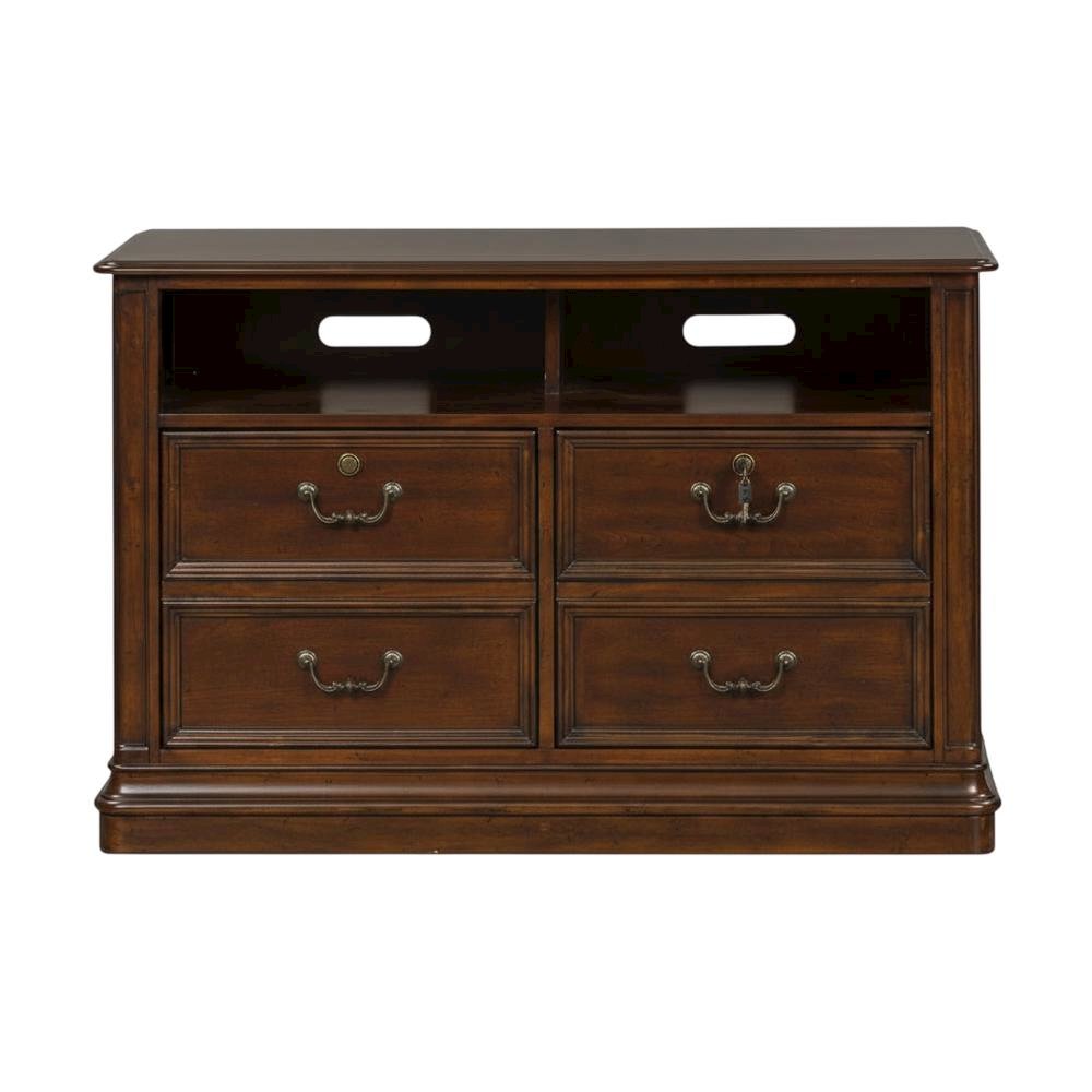 Cognac Executive Media Lateral File With Traditional Style