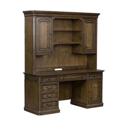 Traditional Antique Toffee Executive Credenza with Poplar Solids & Birch Veneers