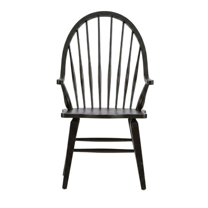 Windsor Back Armchair in Black with Elegant Tobacco Finish