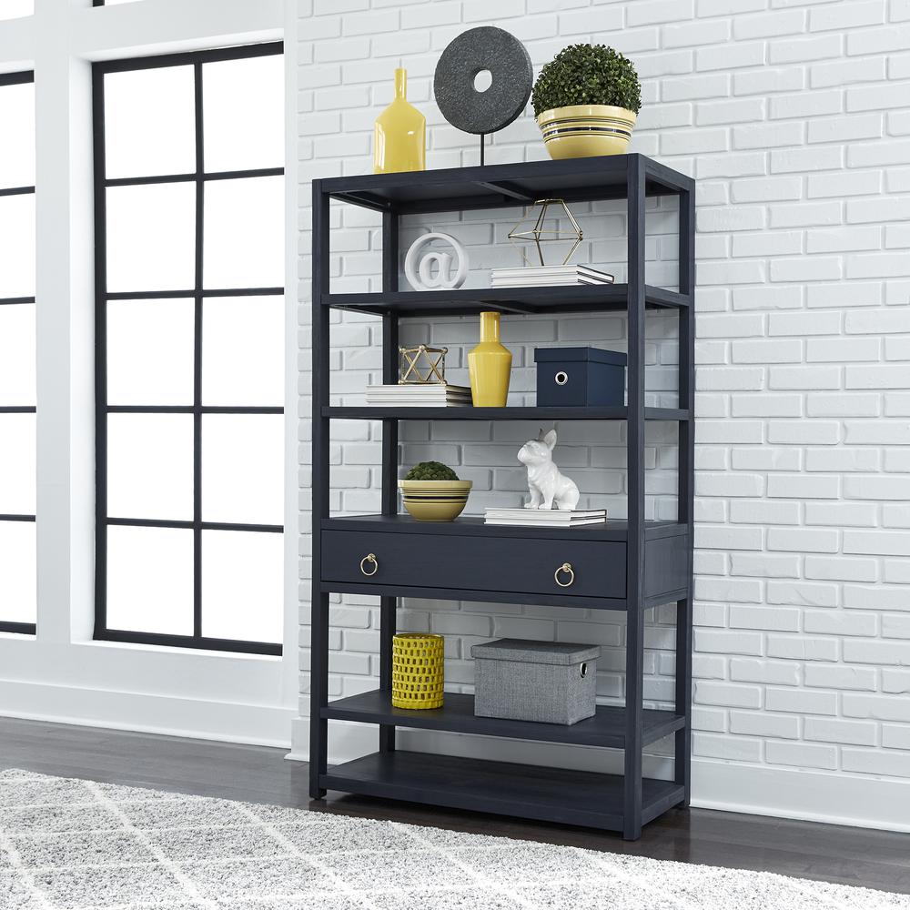 East End Accent Bookcase in Wirebrushed Denim