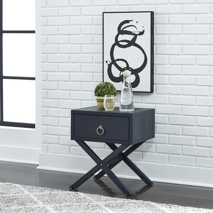 East End 1 Drawer Accent Table in Wirebrushed Denim