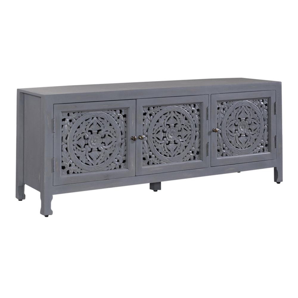 Marisol 65 Inch 3 Door Accent TV Stand in Weathered Honey