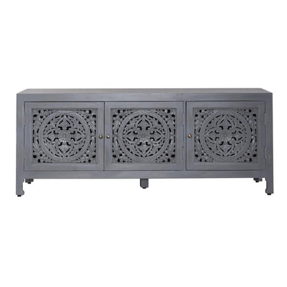 Marisol 65 Inch 3 Door Accent TV Stand in Weathered Honey