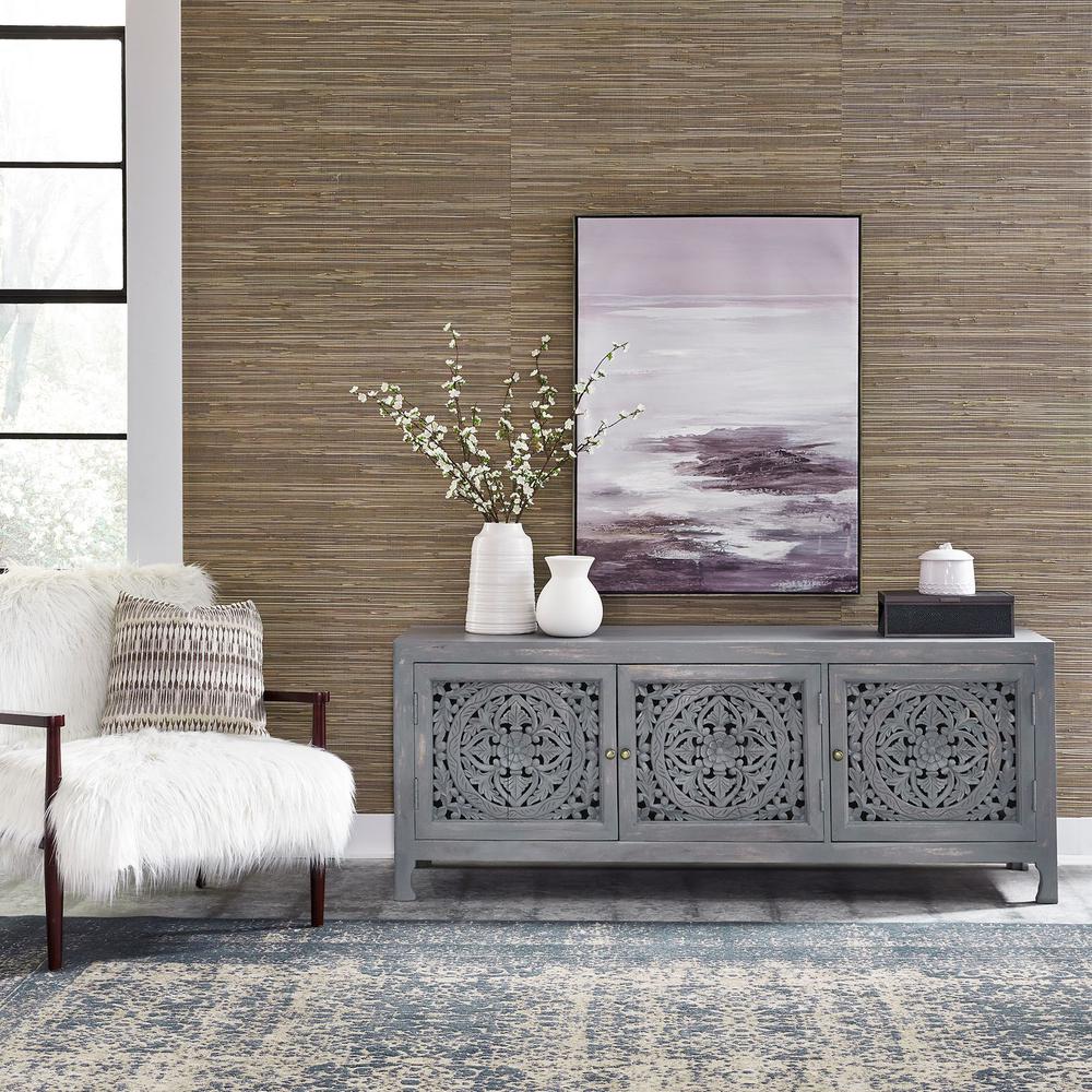 Marisol 65 Inch 3 Door Accent TV Stand in Weathered Honey
