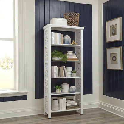 Trellis Lane Accent Bookcase in Weathered White, Black