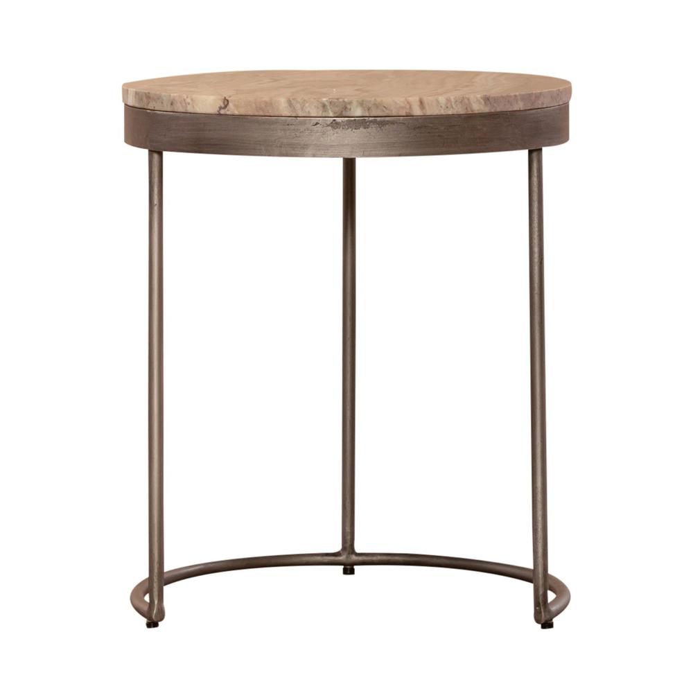 Eclipse Nesting Tables in Graystone Marble Topw/ Pewter Metal