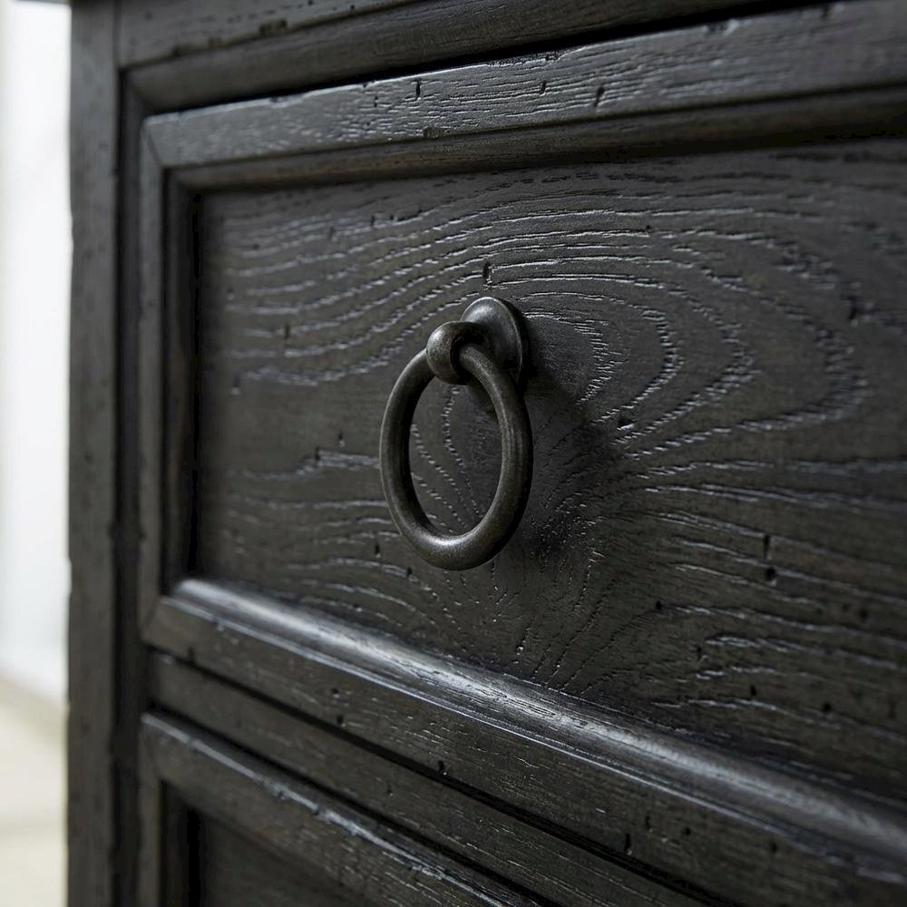 Black Nightstand with Charging Station and Traditional Style for Bedroom Storage