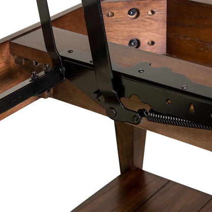 Lake House Lift Top Cocktail Table in Rustic Brown Oak