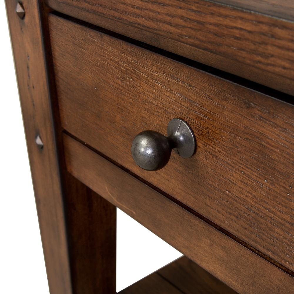 Lake House Chair Side Table in Rustic Brown Oak