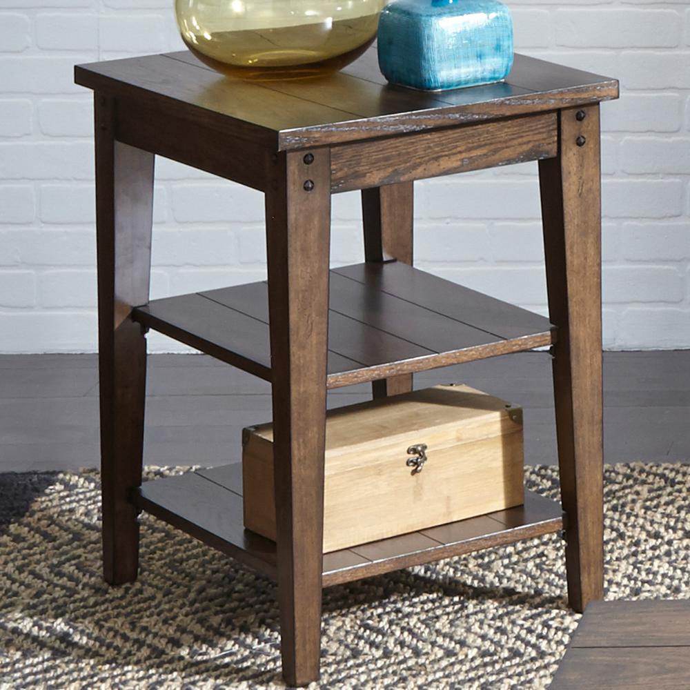 Lake House Tiered Table in Rustic Brown Oak