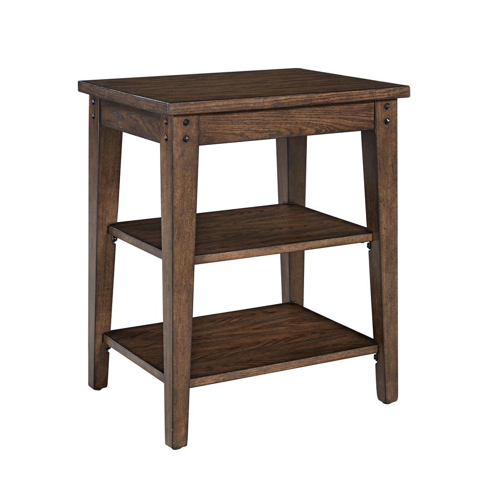 Lake House Tiered Table in Rustic Brown Oak