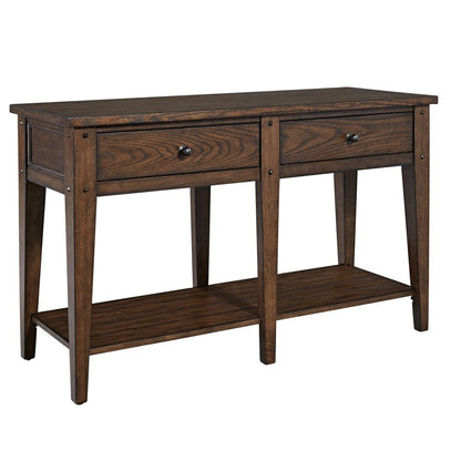 Lake House Sofa Table in Rustic Brown Oak