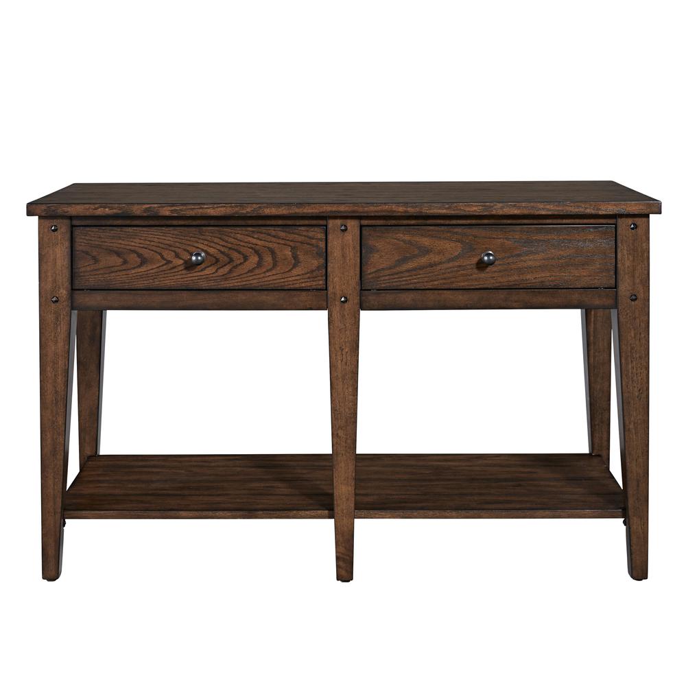 Lake House Sofa Table in Rustic Brown Oak