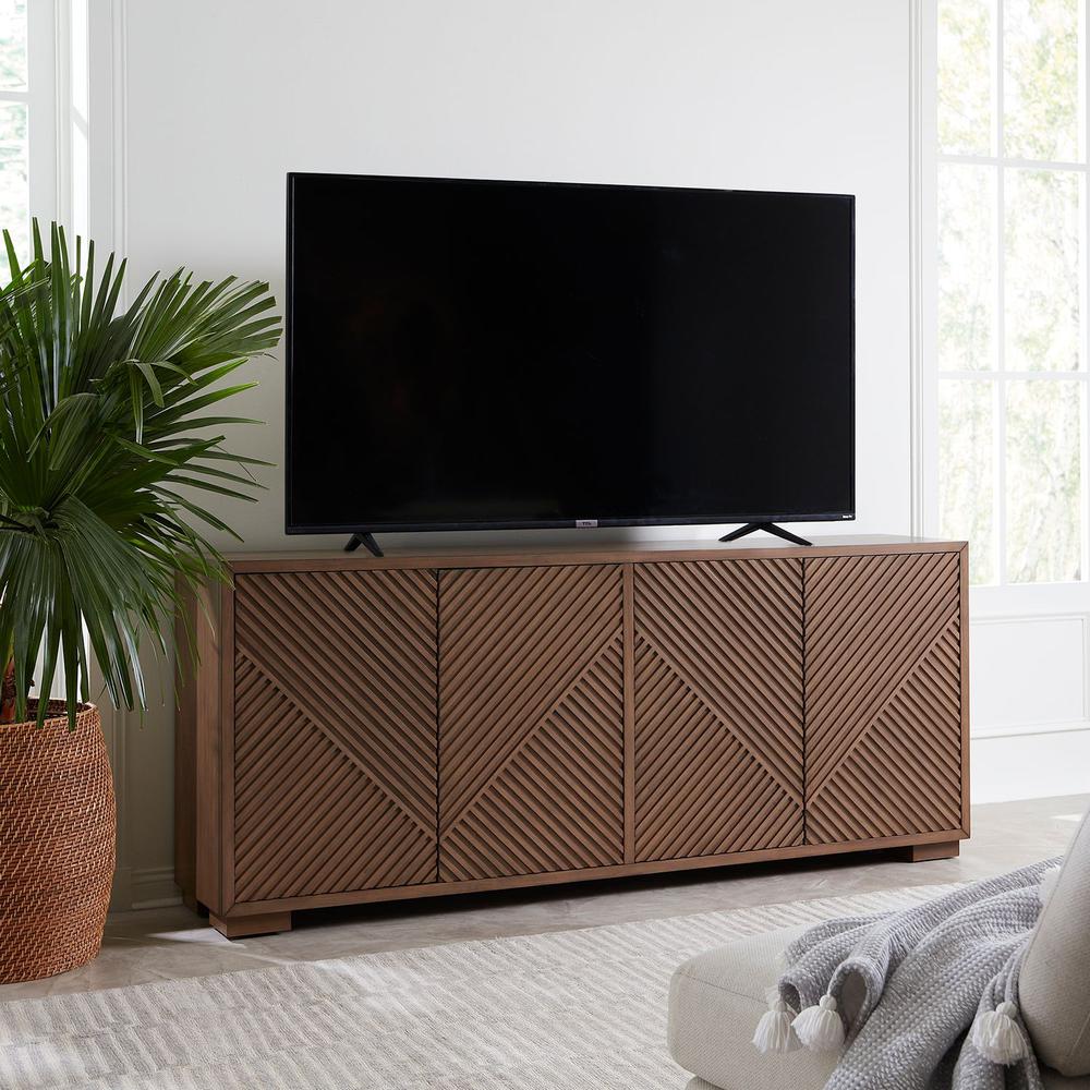 Easton eighty-two inch TV console in Urban Bronze Finish