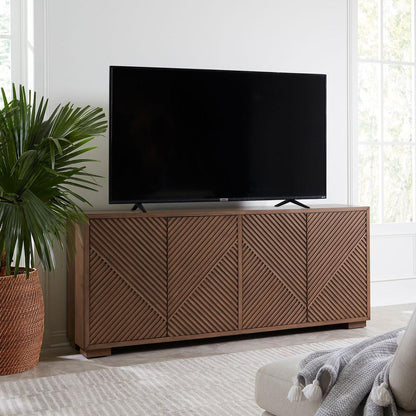 Easton eighty-two inch TV console in Urban Bronze Finish