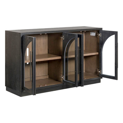 Archway 4 Door Accent Cabinet with Glass Door for Living Room - Charcoal