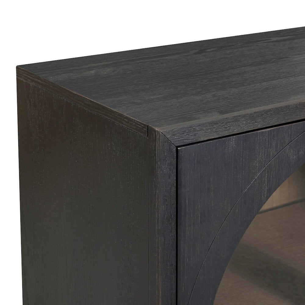 Archway 4 Door Accent Cabinet with Glass Door for Living Room - Charcoal