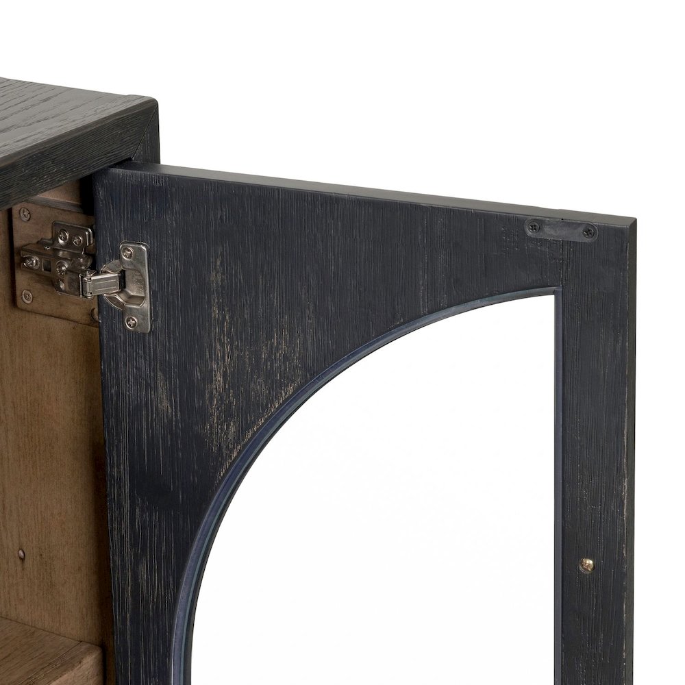 Archway 4 Door Accent Cabinet with Glass Door for Living Room - Charcoal