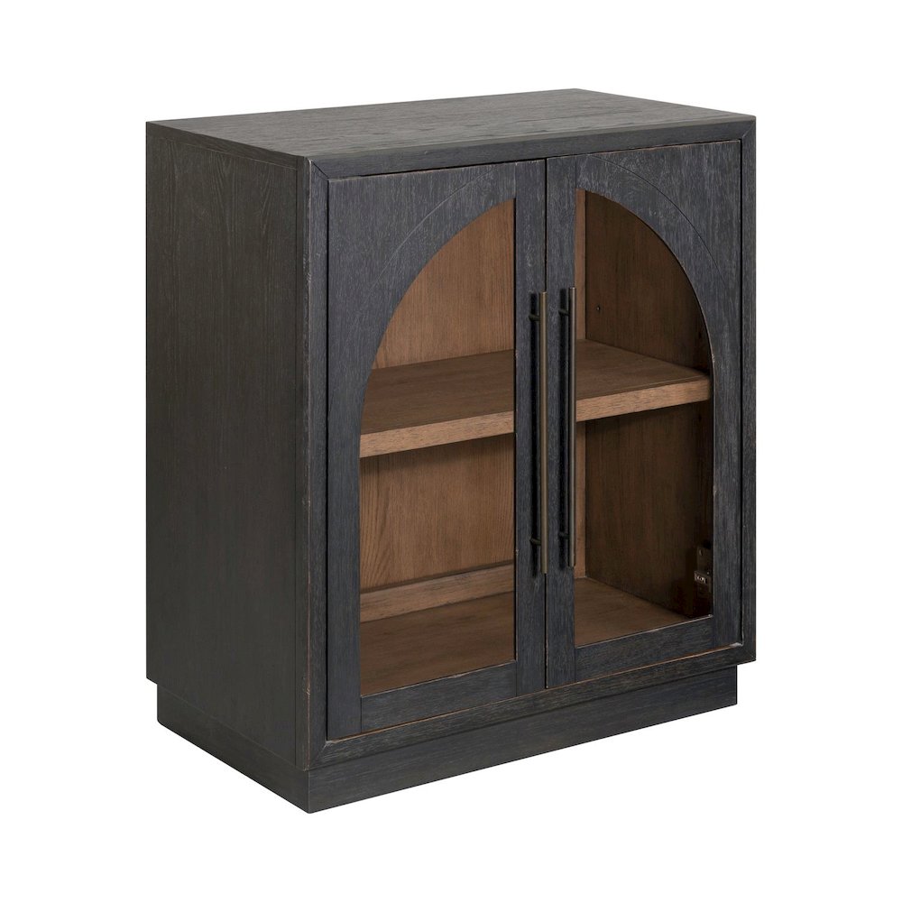 Archway 2 Door Accent Cabinet with Glass Door for Living Room - Charcoal