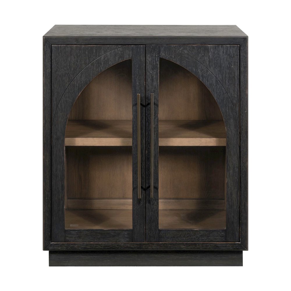 Archway 2 Door Accent Cabinet with Glass Door for Living Room - Charcoal