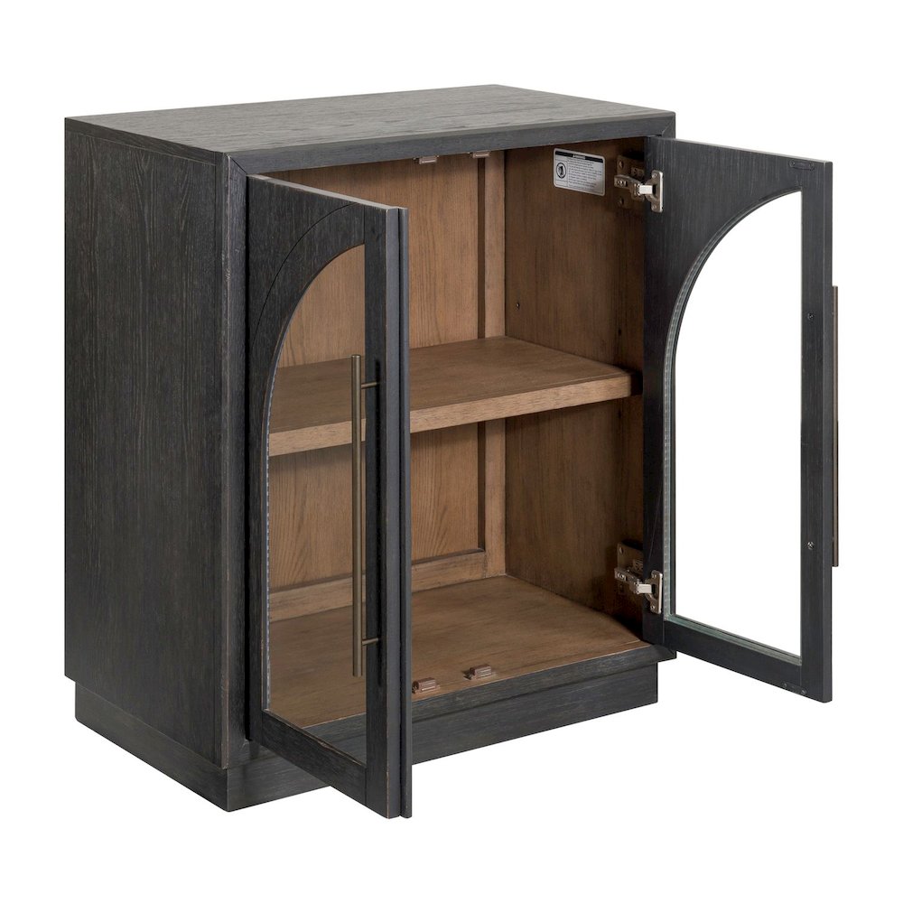 Archway 2 Door Accent Cabinet with Glass Door for Living Room - Charcoal