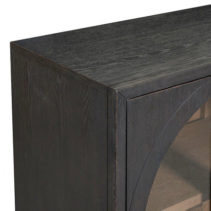Archway 2 Door Accent Cabinet with Glass Door for Living Room - Charcoal