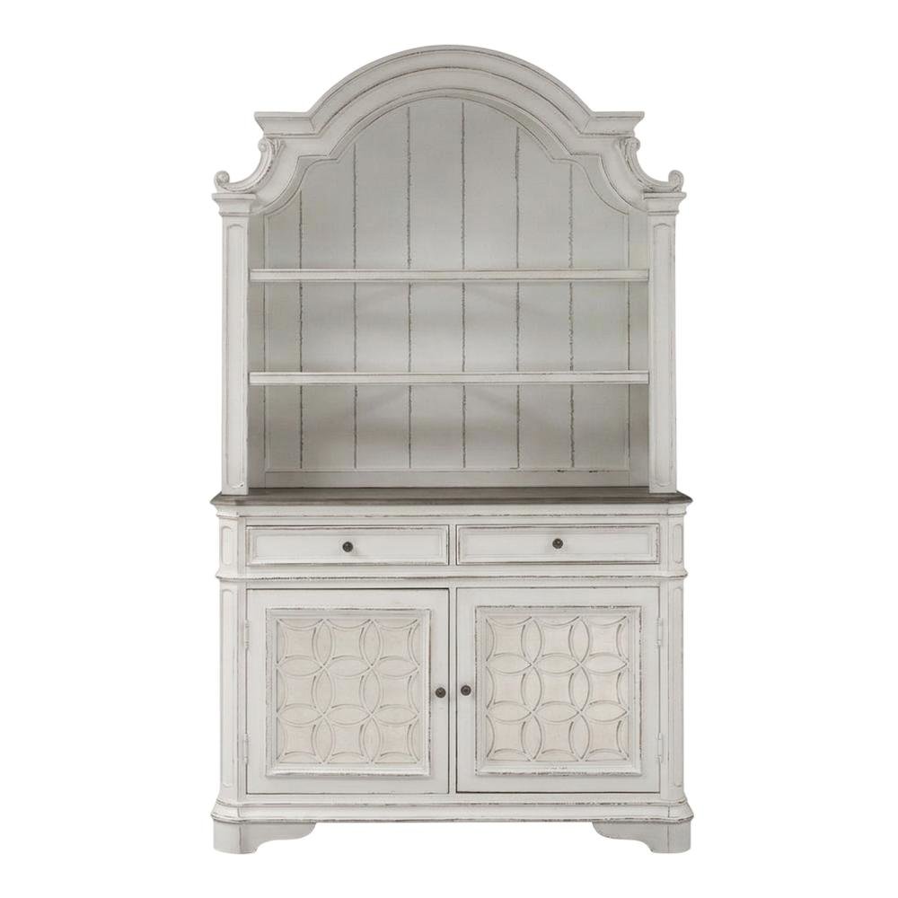 Traditional Rubberwood Hutch & Buffet with White Oak & Birch Veneers