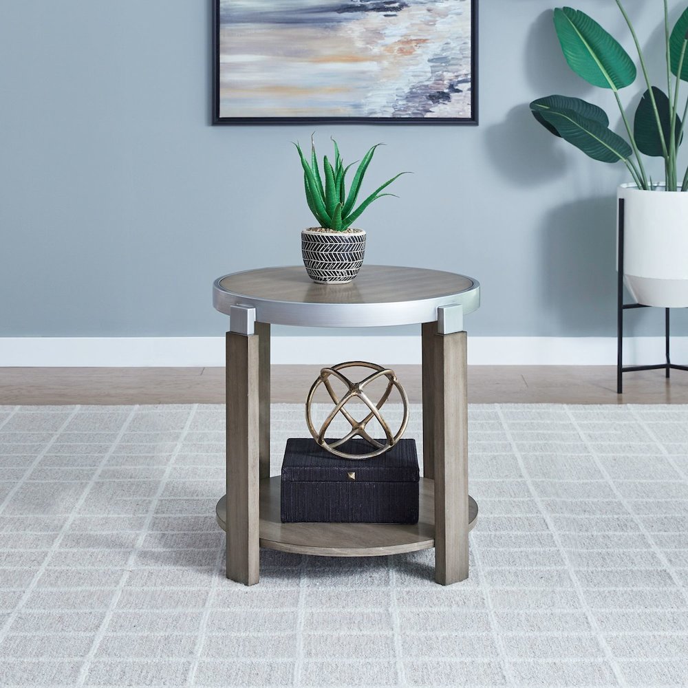 Sutton End Table for Living Room - Bleached Sand